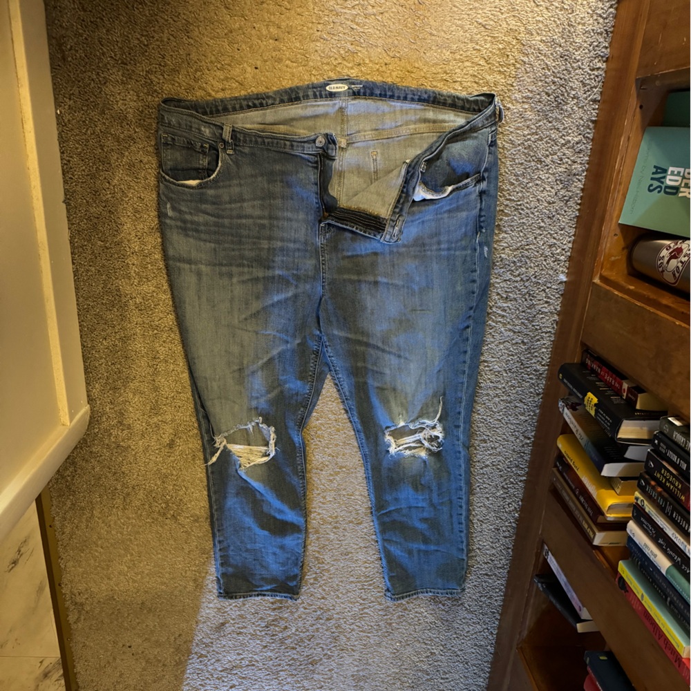 Old Navy Light Blue Boyfriend Mid Rise Distressed Women Jeans